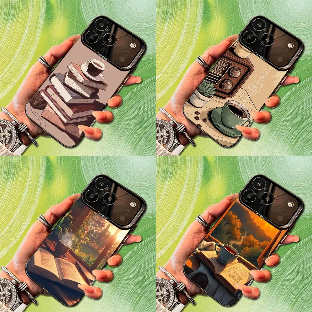 

Books Art illustration Phone Case For iPhone 14,17,13,12,11,16,15,Mini,Pro,SE,XS,MAX,Black Matte Silicone Cover