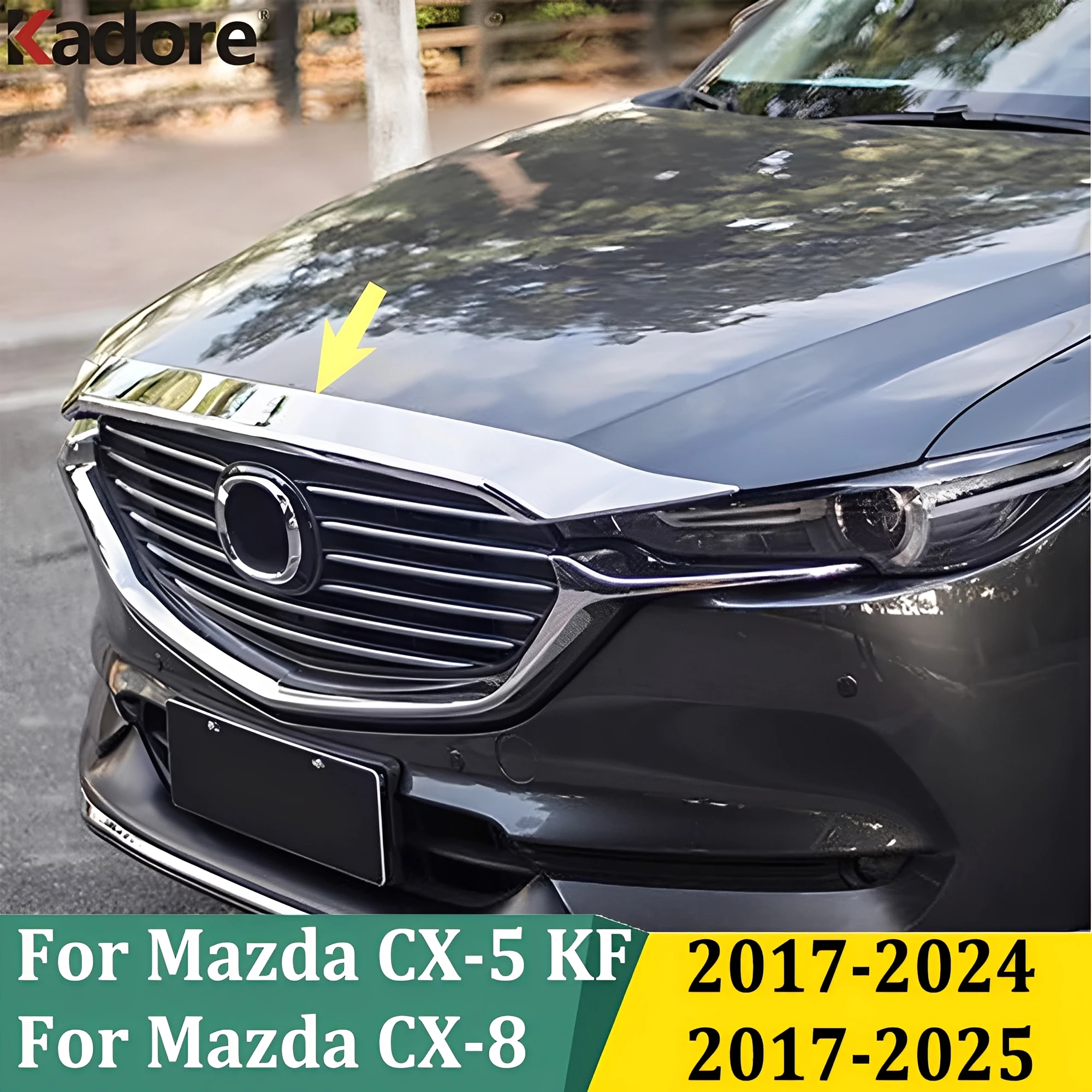 

For Mazda CX-5 CX5 2017-2024 & For CX-8 CX8 2017-2025 Chrome Front Grille Trim Racing Grills Around Frames Car Accessories