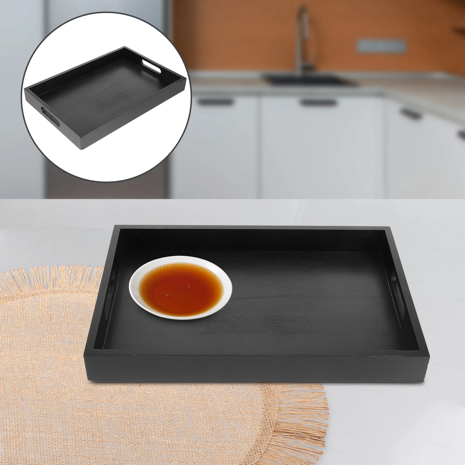 

Rectangular Tray Water Cup Restaurant Food Tea Snack Serving Fruit Bread For Eating Wood Platters Coffee Table