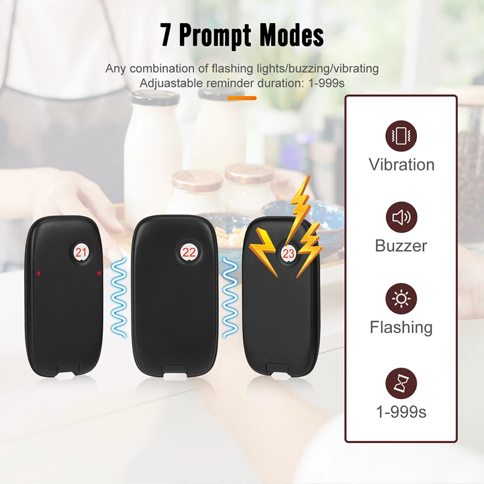 RETEKESS TD175P Drahtloses Restaurant-Rufsystem 30-Kanal Einstellbarer Tastaturmodus Food Truck Café Bar Pager mit Vibrator – Detail 8