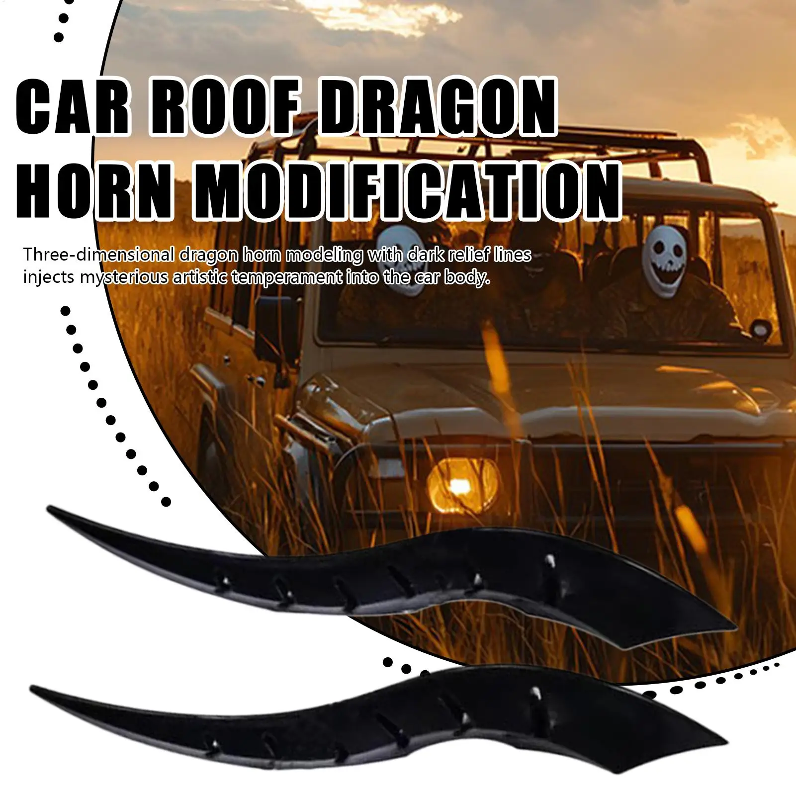 

2PCS Car Roof Dragon Horn Decoration 3D Dragon Horn Gothic Style Auto Modification Halloween Car Decoration Accessories