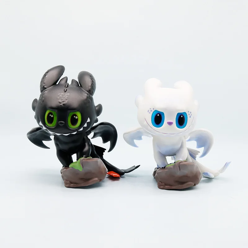 

How To Train Your Dragon Cute Chibi Toothless PVC Figure Night Fury & Light Fury Trendy Ornament Car Dashboard Decoration Gift