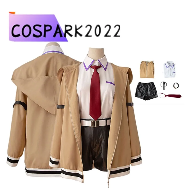 

Костюм для косплея Курису Макизе из аниме «Steins;Gate», женский комплект: рубашка, шорты, пальто, галстук, наряд для Хэллоуина, карнавала, вечеринки