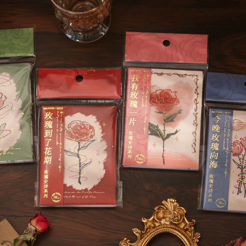 60pcs/pack Non-sticky Notes Pad Rose Art Epic Gilded Hand Account Decorative Materials Memo Bag