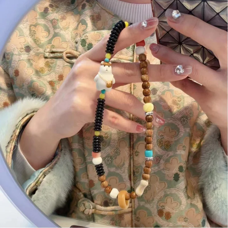 

Cook Duobao Double-Ring Bracelet With Natural Antlers-Piece Backpack Bear Bone Beads Accessories