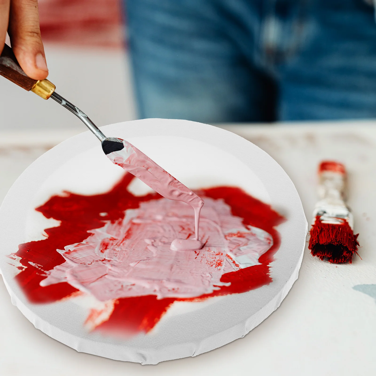 

Round Canvas Painting Board Blank Panel for DIY Oil Acrylic Watercolor Durable Canvas Art Painting Supplies Drawing Supplies