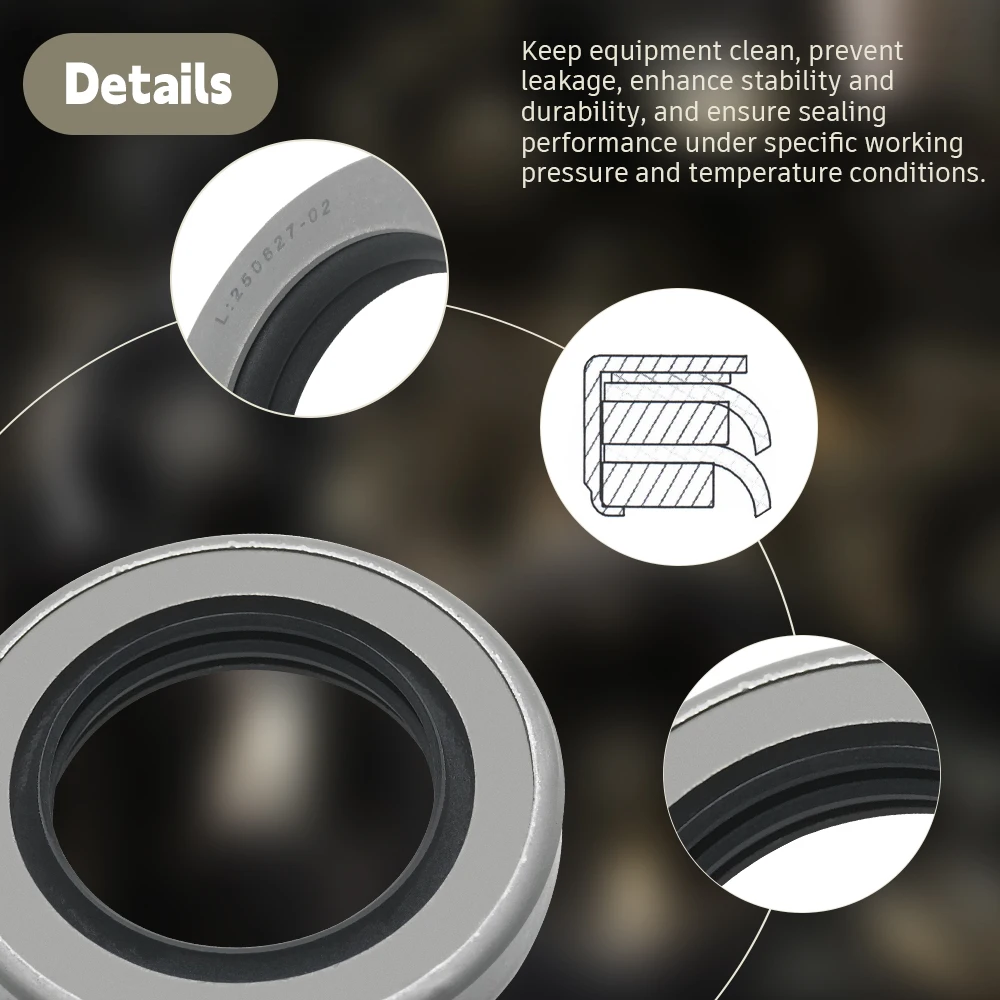 DMHUI 391-2883-115 PTFE Oil Seal for Gear Pump Motor, Air Compressor Double Lip Stainless Steel Shaft Seal 32.76x50.8x8.74mm