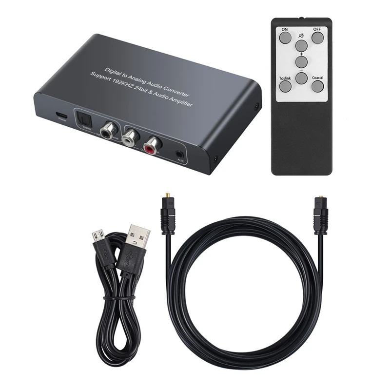 Audio Converter With IR Remote Control DAC Digital Coaxial Toslink To Analog Stereo RCA 3.5Mm Audio Adapter 192Khz 24Bit