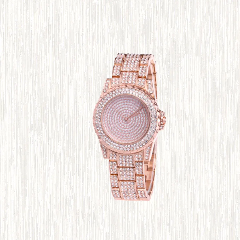 

1Pcs Rhinestone Quartz Wristwatch Steel Band Rose Gold Casual Women Watch Elegant Gift Birthday Valentine Christmas