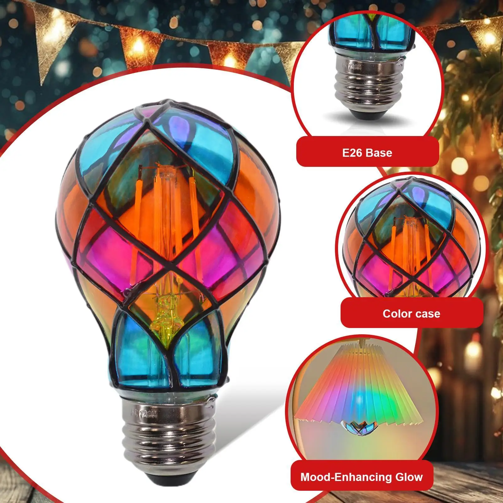 الزجاج الملون LED لمبة E26 قاعدة 4 واط 120 فولت LED Corloful لمبة إضاءة رومانسية لجميع القديسين عيد الميلاد ديكور حفلات أباجورة
