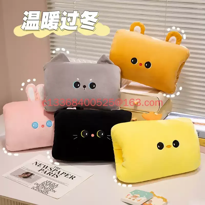 New Cat Cartoon Plush Hand Warmer Pillow Kawaii Soft Warm Hand Insert Office Nap Cushion Desktop Sleep Rest Pillow For Adult