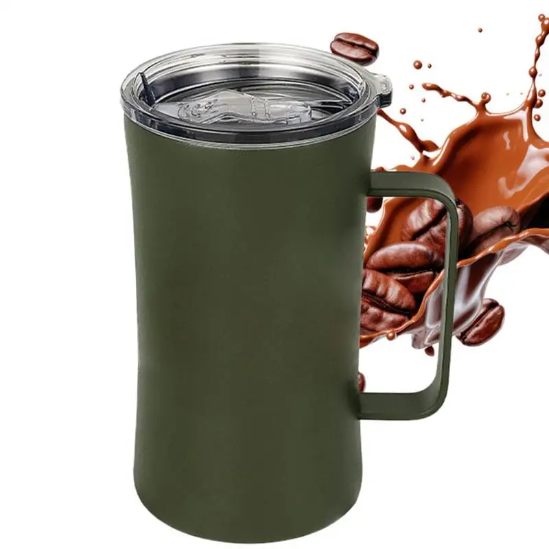 Insulated Tumblers With Handles Large Capacity Drinking Cup Splash Proof 600ml Thermal Tumbler For Hot And Cold Beverages Coffee