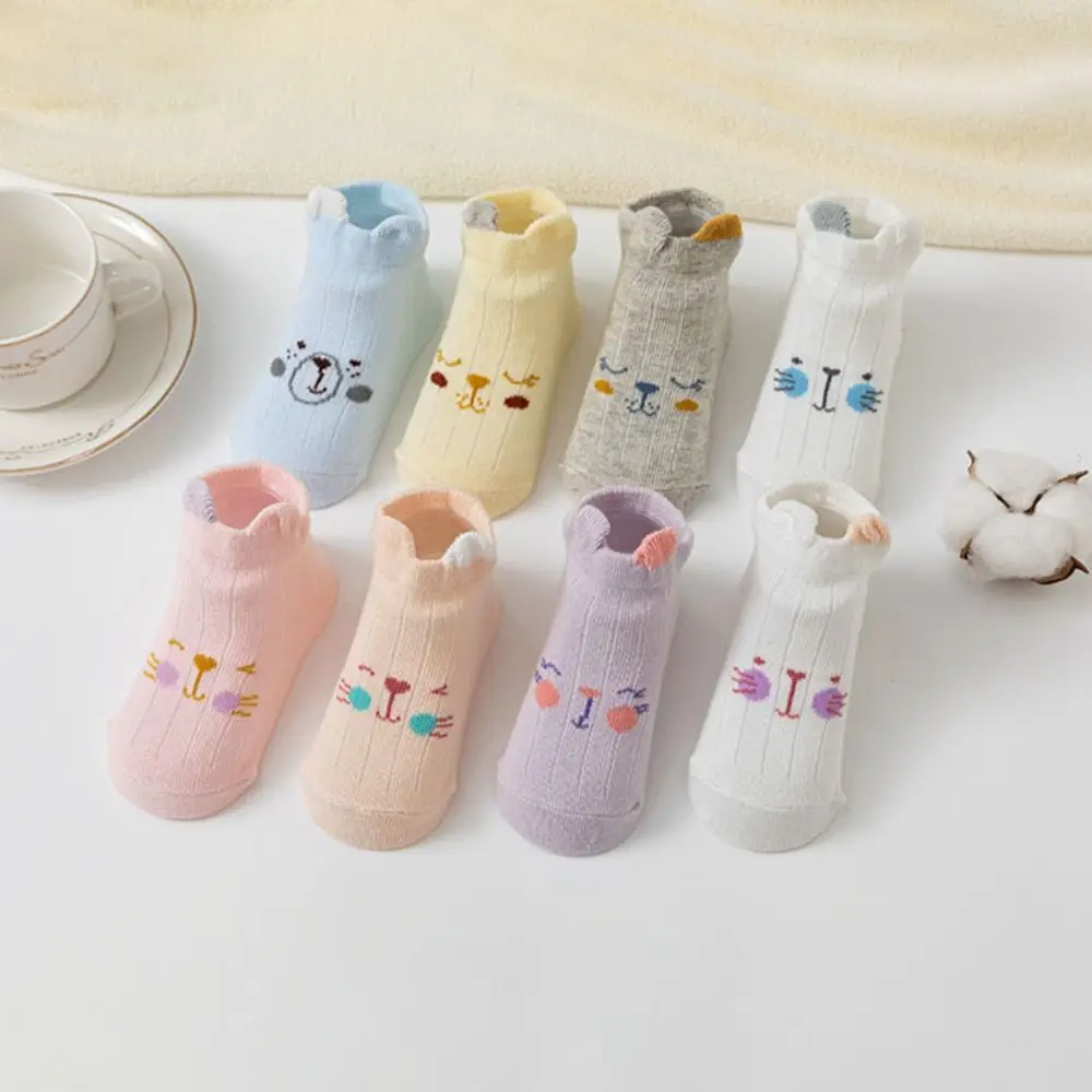 

8Pairs Bear Ears Baby Cotton Socks Breathable Cat Rabbit Toddle Short Tube Socks Autumn Spring Cute Children Cartoon Socks