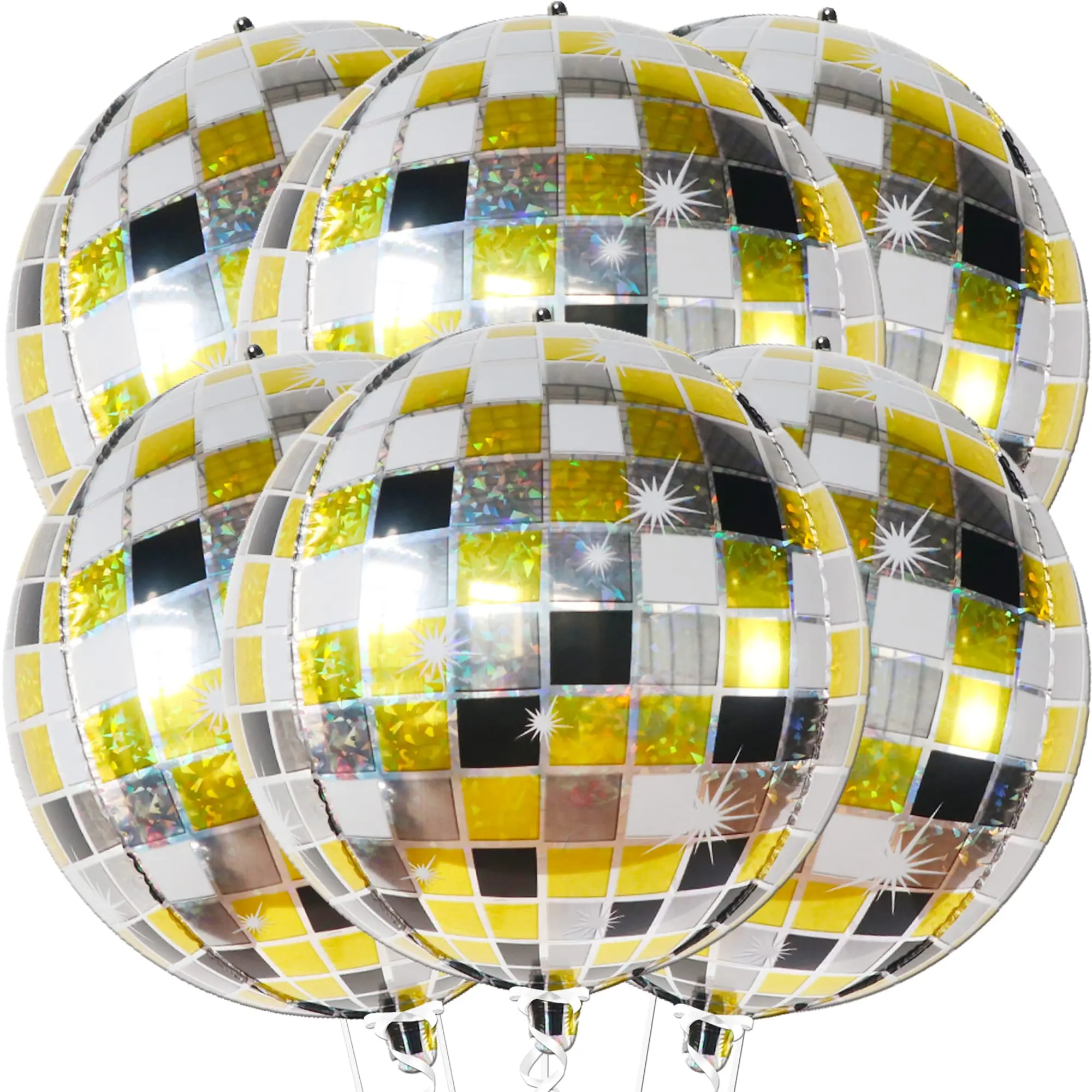 

Disco Ball Balloons - 22 Inch, Pack of 6 4DBlack and Gold Disco Party Decorations New Years Eve Party Supplies 2024