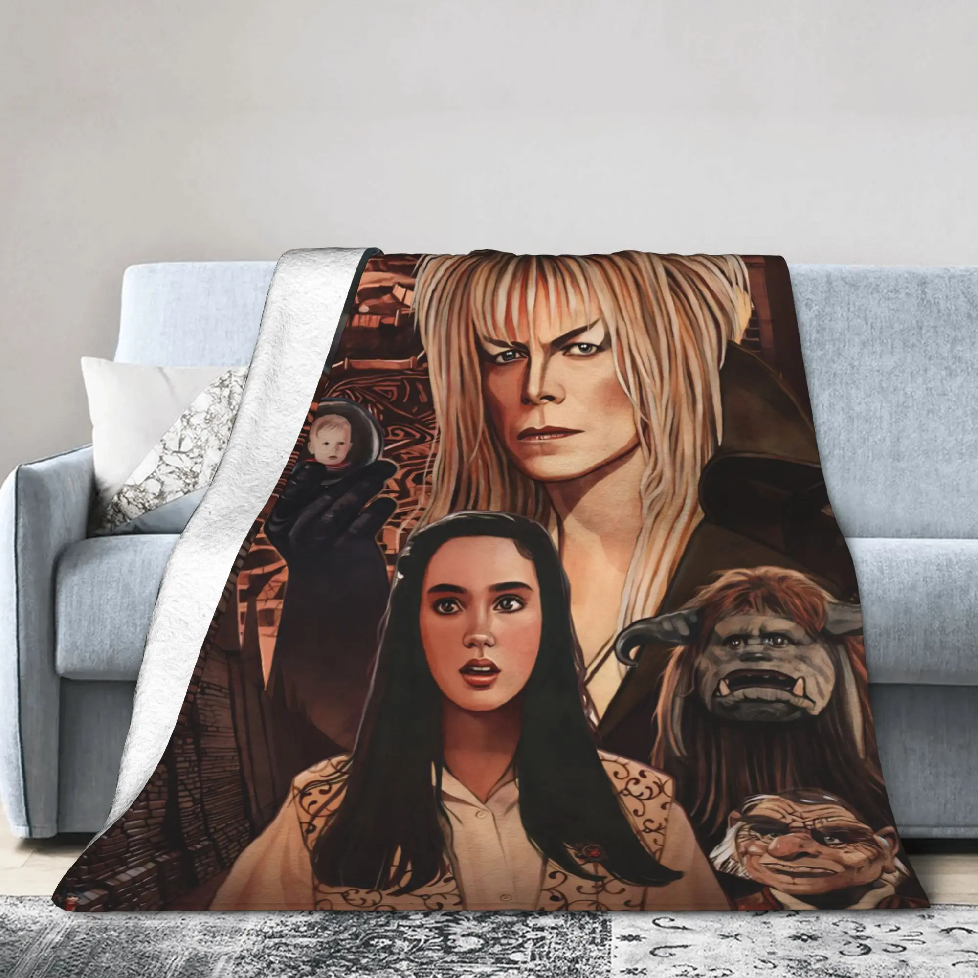 Labyrinths Jareth the-Goblin-King Blanket Classic Movie Wool Bedding Throw Blankets Bed Sofa Printed Decoration Multi-function