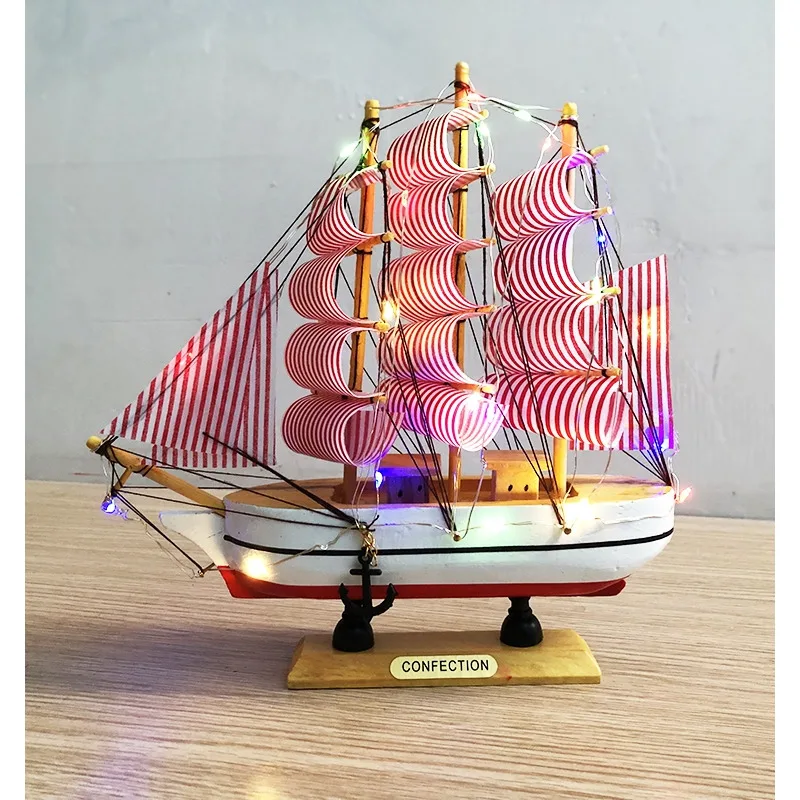 Creative Sailboat Model Decorations, Beginning Of School Season Gifts, Smooth Sailing, Wooden Boat, Mediterranean Living Room,