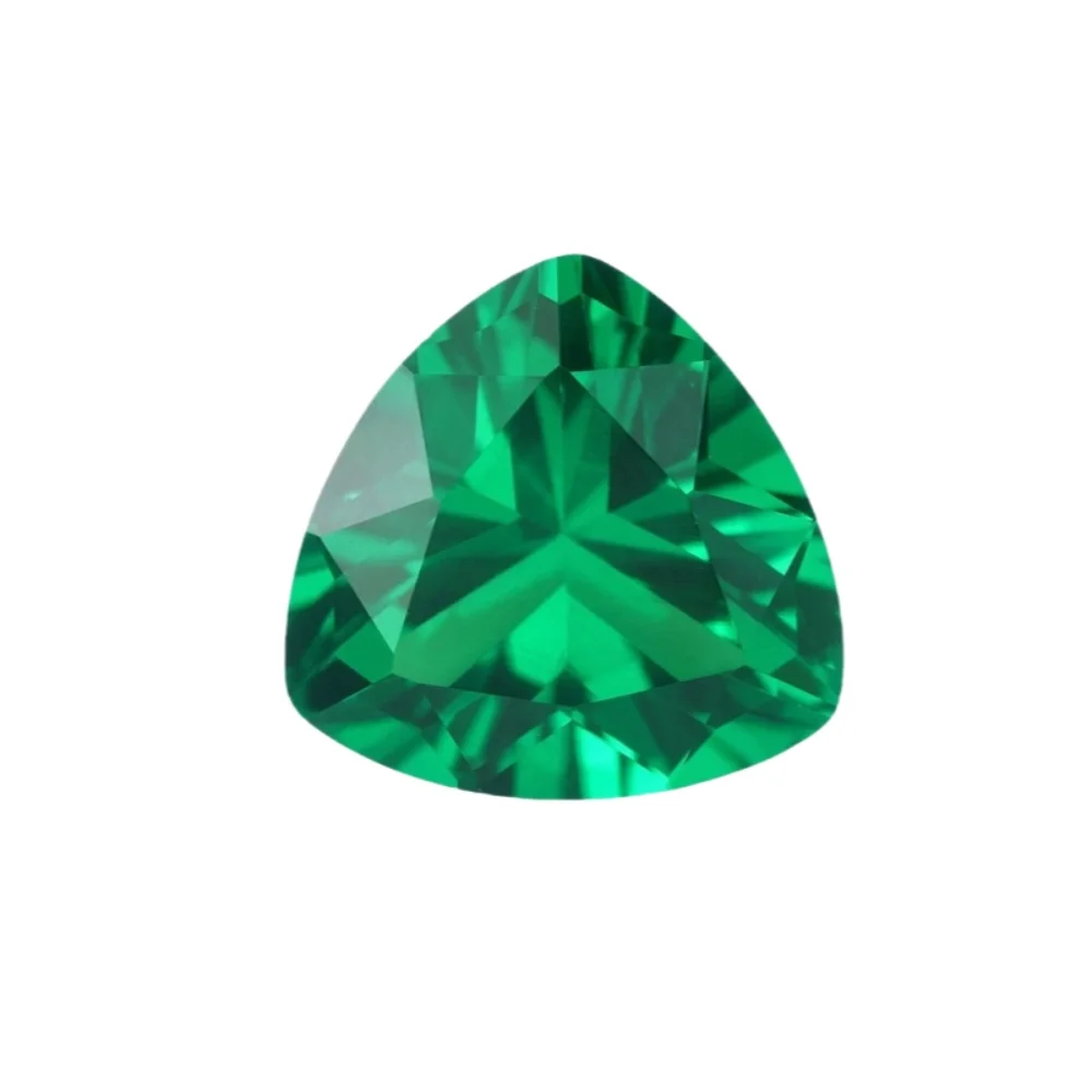 Trilliant Cut Rich Green Emerald Gem Triangular Faceted Emerald