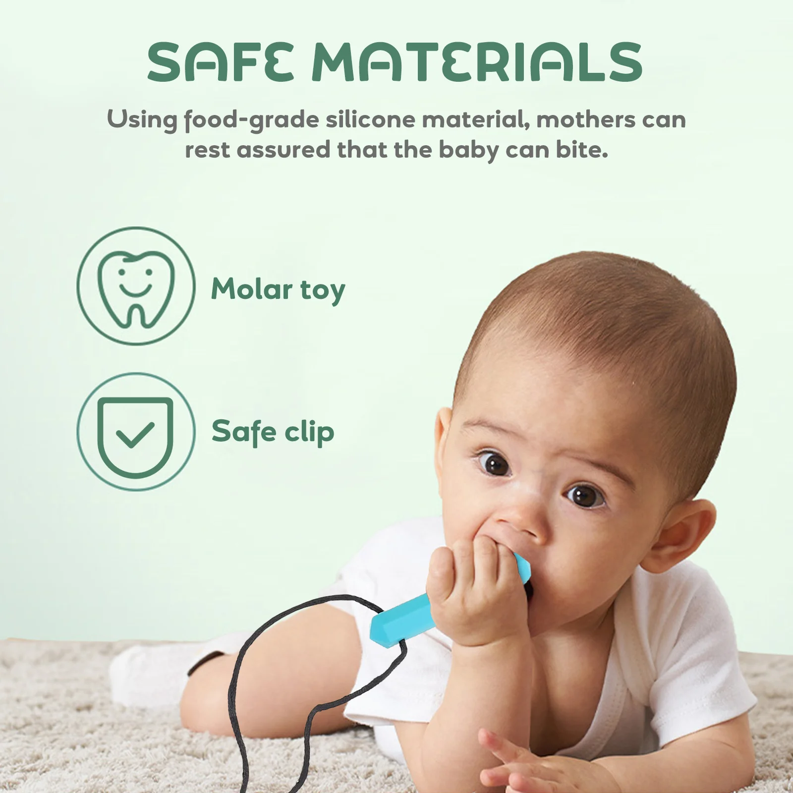 

2 Pcs Teether Toy Cartoon Molar Rod Baby Chewing Pendants Practical Toys Silicone Malor