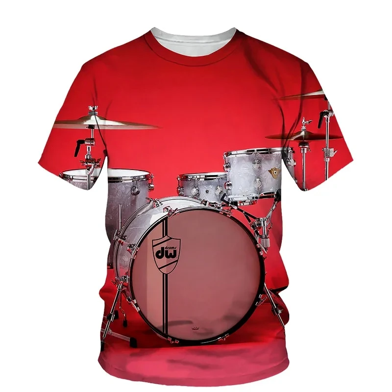 2023 Fashion Printed Men's T-shirt Music Drum Picture Casual O-Neck Large Short Sleeve Fashion Harajuku Music Exclusive Top