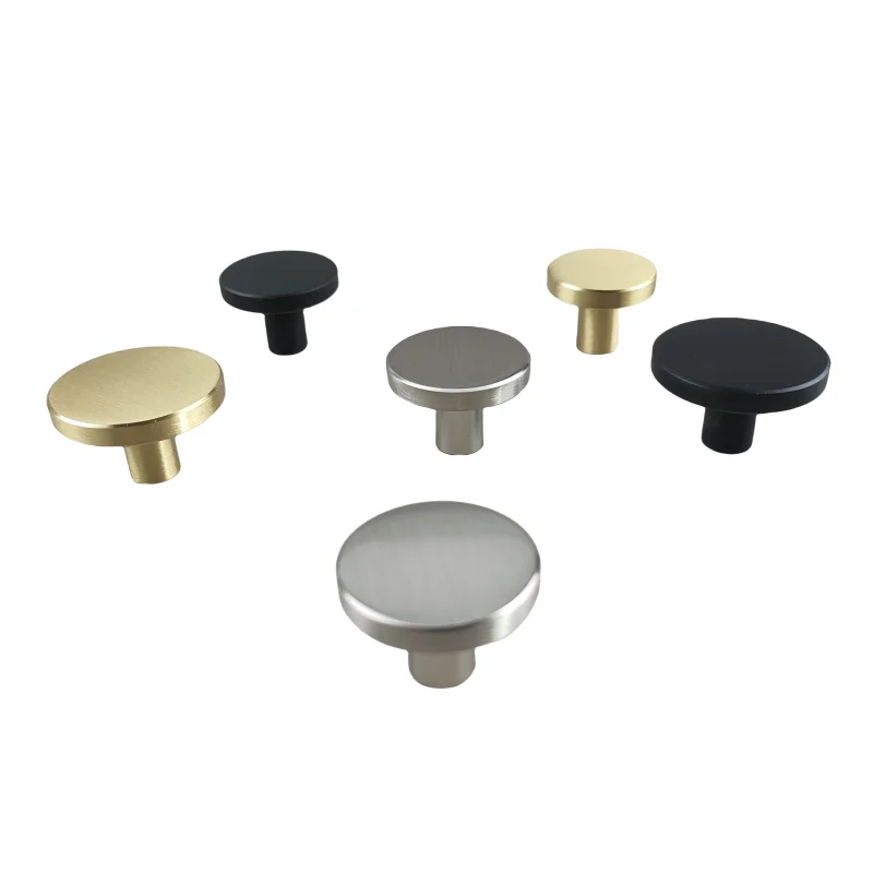 Solid Pure Brass Funiture Handles Cooper Drawer Door Knobs Round Closet Pulls Bathroom Kitchen Storage Cabinet Handles