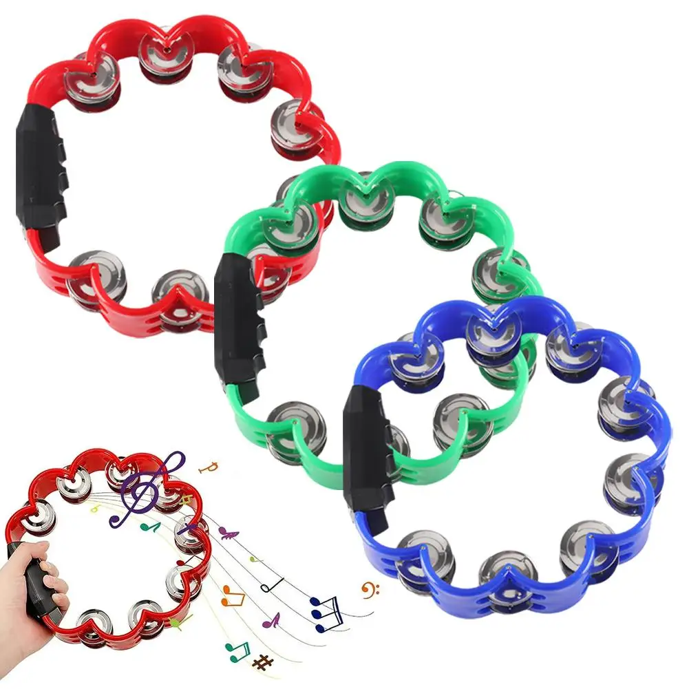 Petal Shaped Tambourine Plastic Percussion Tambourine Music Hand Bells for Musical Rhythm Instrument for Adults School Fami Y6M5