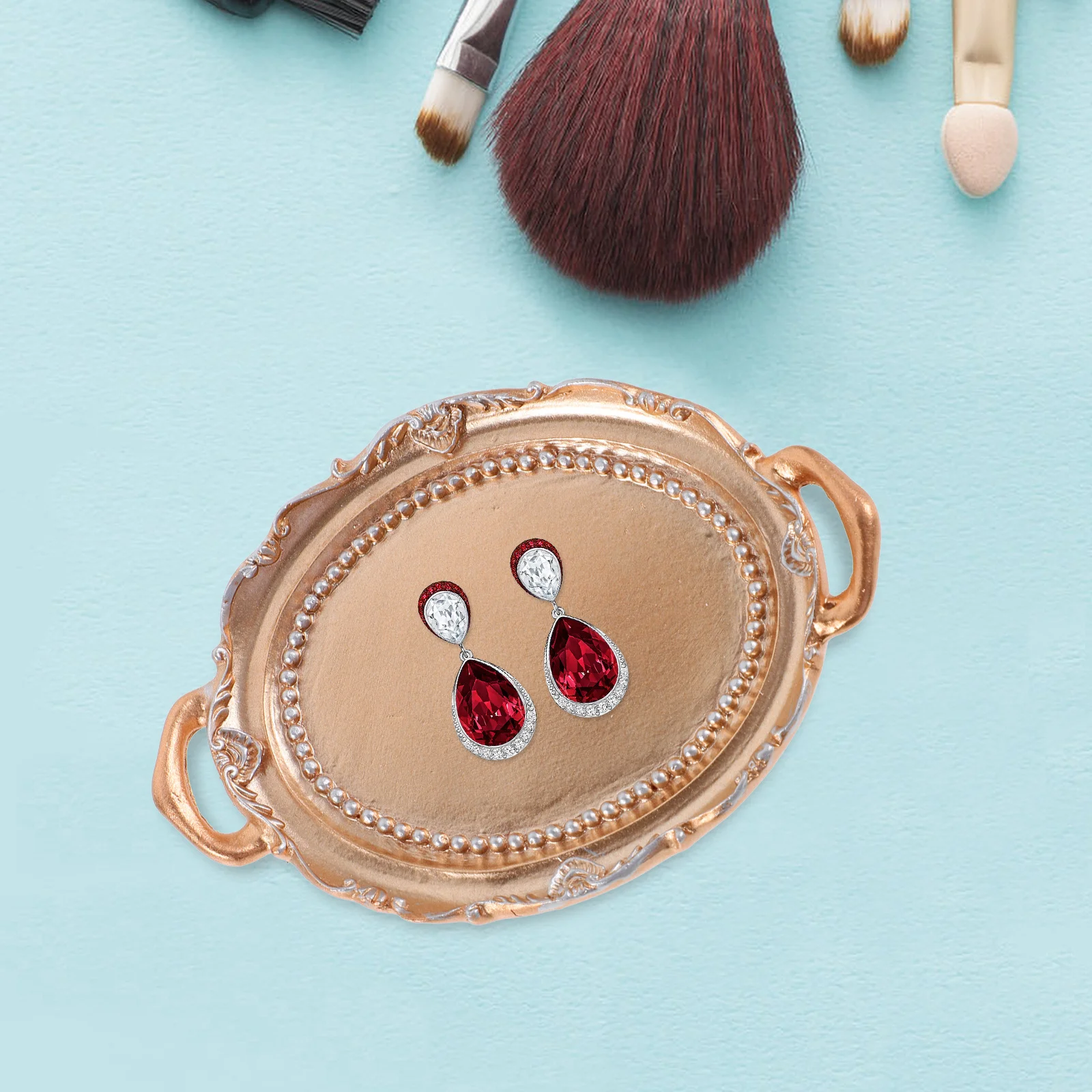 

European Style Resin Jewelry Tray Decorative Trinket Organizer Holder Vintage Vanity Perfume Display Trinket Tray