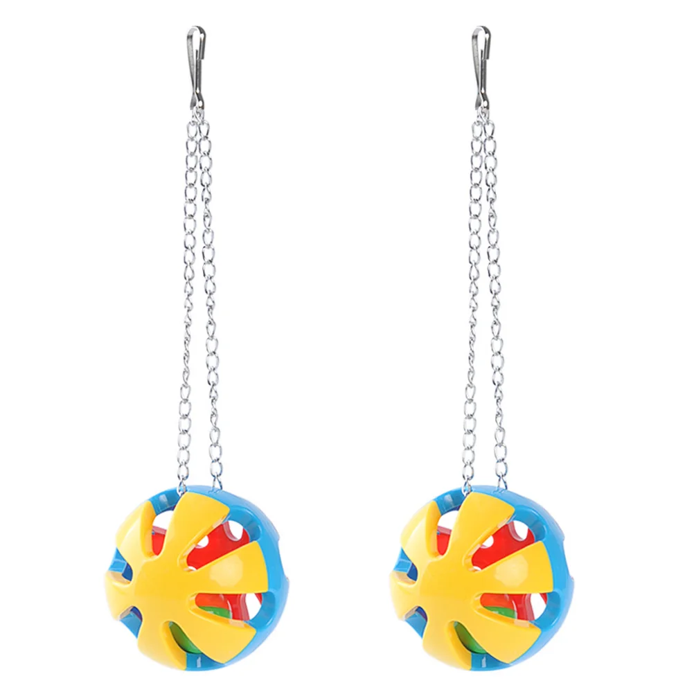 

2 Pcs Parrot Bird Home Pet Balls Tricolor Accessories Bell Hanging Unique Plastic Creative Adorable