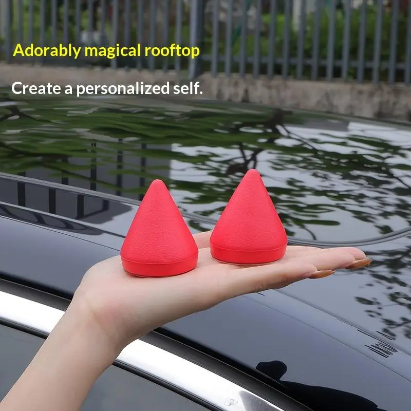 Car Exterior Decor Sticker Red Mini Conical Self-Adhesive Silicone Devil Angle Anti-Collision for Door Edge Bumper Guard