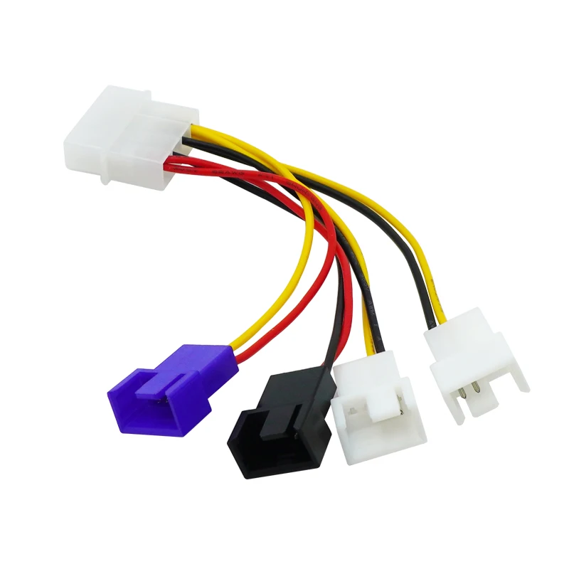 Molex ao cabo de alimentação do fã de 3 pinos, adaptador do poder, 12v x 2 / 5v x 1, para refrigerar do computador, cpu, PC, 1 parte