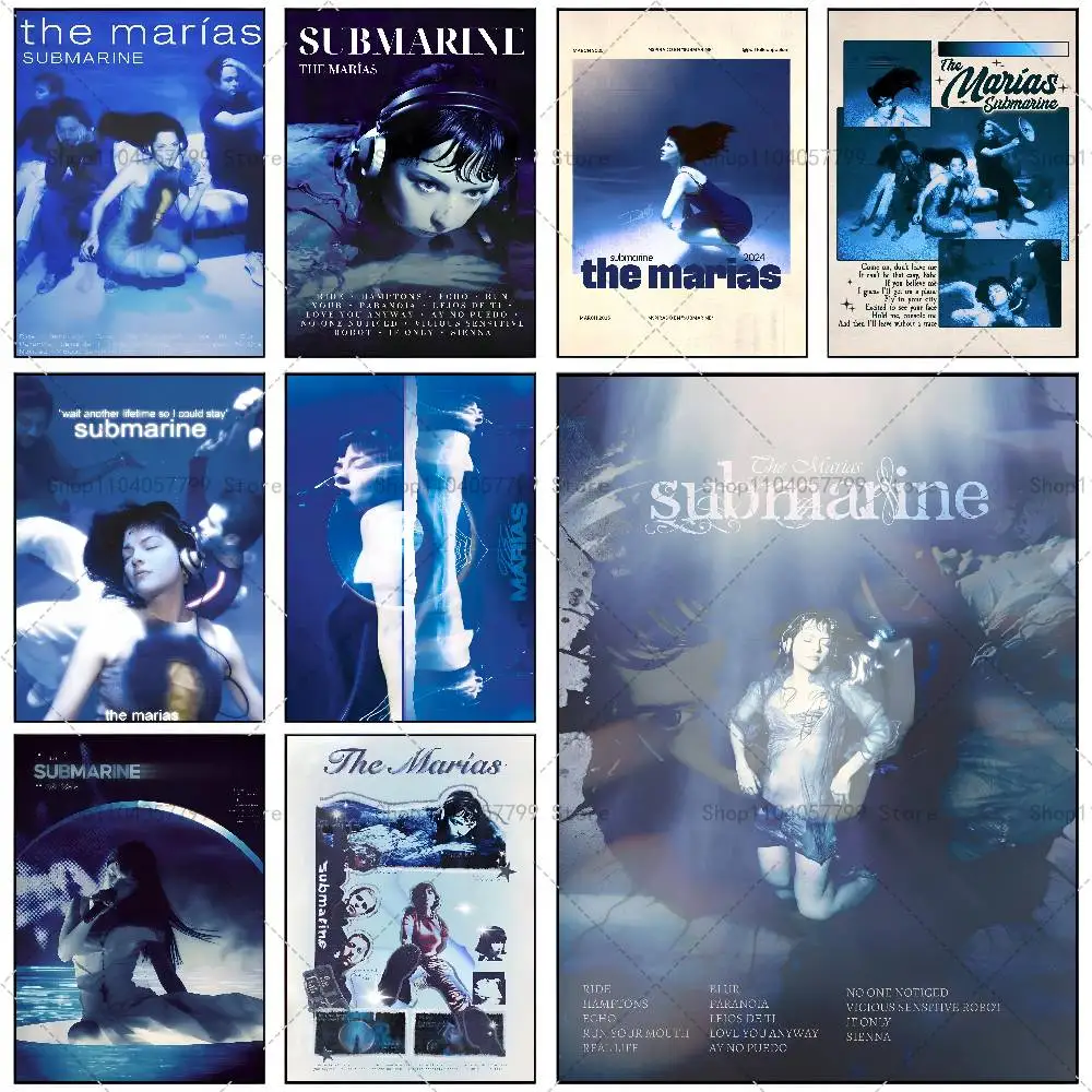 Affiche murale auto-adhésive de la bande THE M-MARIAS SUBMARINE, autocollant imperméable pour décor de salle de Bar, cadeau imprimé de haute qualité