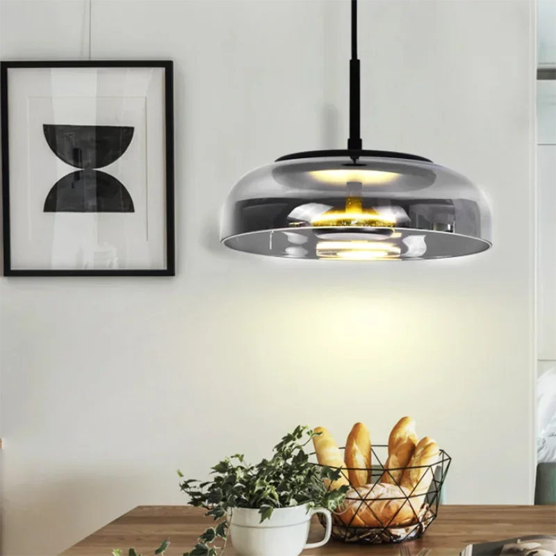 

Nordic simple restaurant single-head chandelier bedroom bedside light creative personality bar table lamp glass pendant lamp