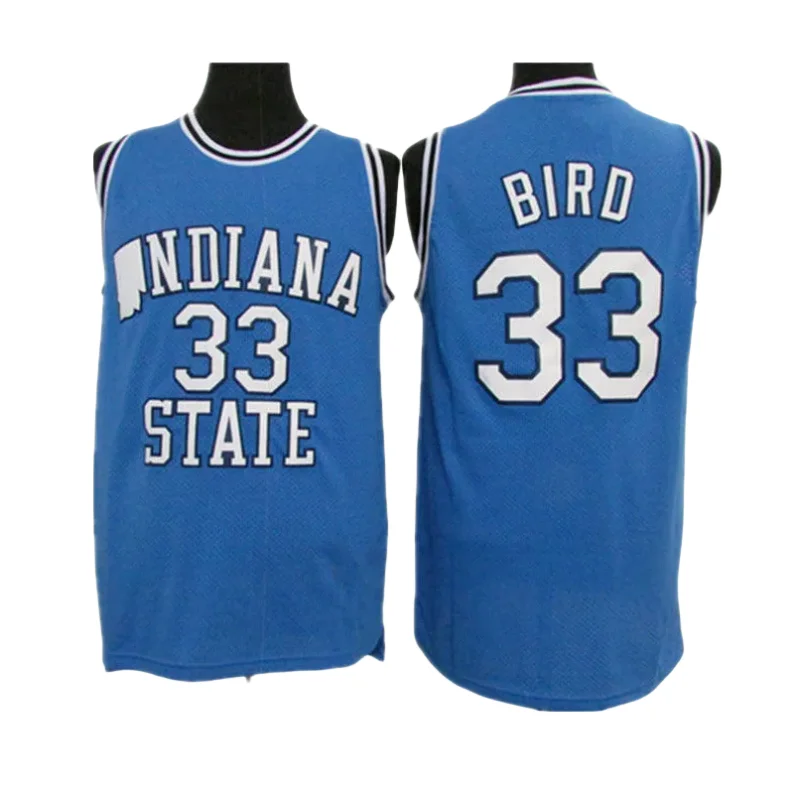 University Bird #33 Basketball Jersey Sports Outdoor Shirt Blue Breathable Quick Drying Tops LOGO Sewing Embroidery