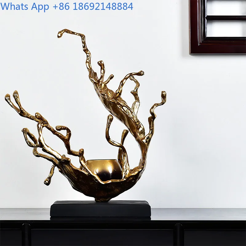 Bougeoir en aluminium doré avec vagues prospères, ornement, modèle de chambre, hôtel, salon, décoration d'entrée