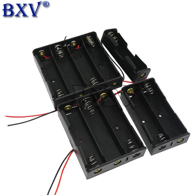 Черный пластиковый контейнер для хранения батарей 1x 2x 3x 4x 18650, чехол для 1 2 3 4 слота, «сделай сам», строительный контейнер с проводом