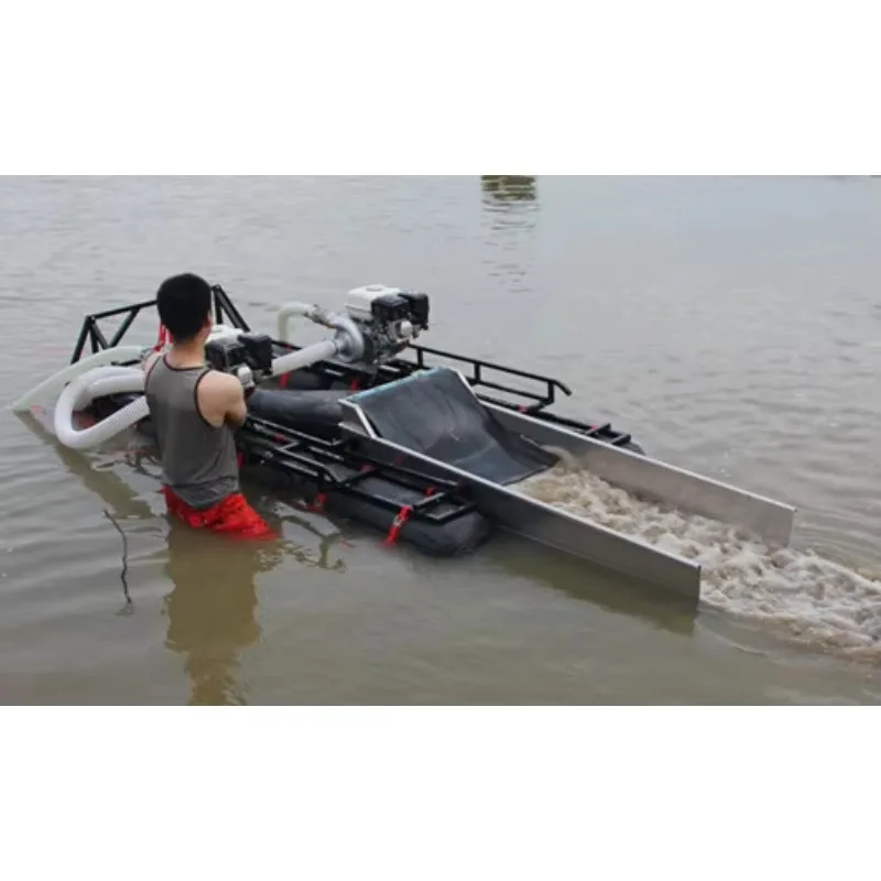 Portable Floating Pond Sludge Dredger - 2-Cylinder Engine Aquatic Sediment Cleaning Machine for Lakes/Ponds