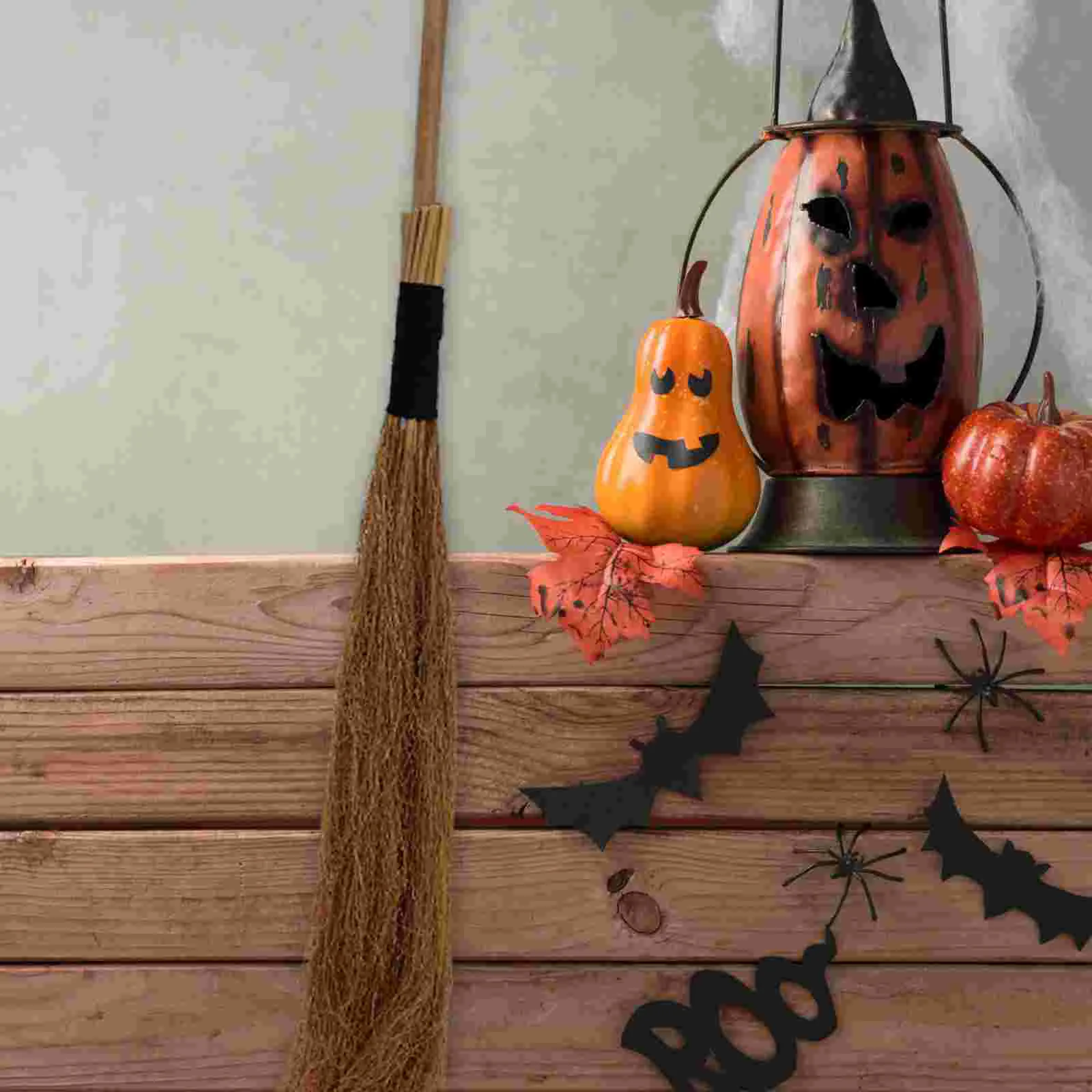 Witch Hat Halloween Witch Broom Adjustable Broom Wizard Flying Broom Costumes Accessory Haunted House Decoration for Kids and