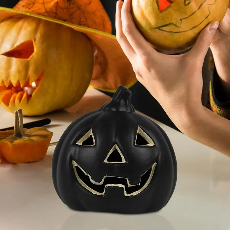 Pumpkin Desk Light Resin Pumpkin Statue Lamp Festival Atmosphere Desk Lights For Amusement Park Dining Table Harvest Day