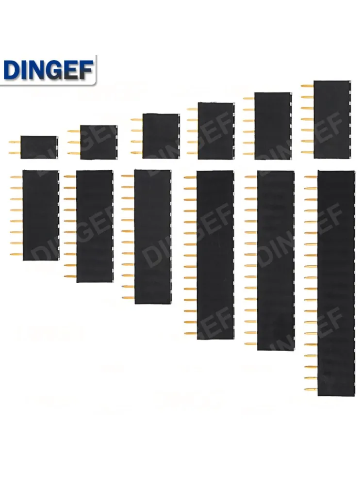 Connecteur de broche femelle à une rangée, pas de 2.54mm 1*2p 3p 4p 5p 6p 7p 8p 9p 10p 12p 14p 16p 18p 20p 22p 40p, 10 pièces