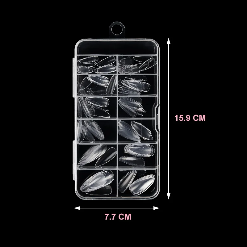 Parches de Uñas de Almendra Transparentes de Longitud Media Sin Rastro, 20 Piezas, Sin Necesidad de Pulir, Uñas Postizas Fác...