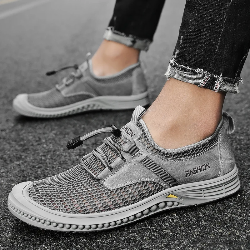 

Summer Men's Sandals Lightweight Walking Casual Shoes Comfortable Non-slip Beach Hiking Shoes Sneakers Flats Mesh Breathable