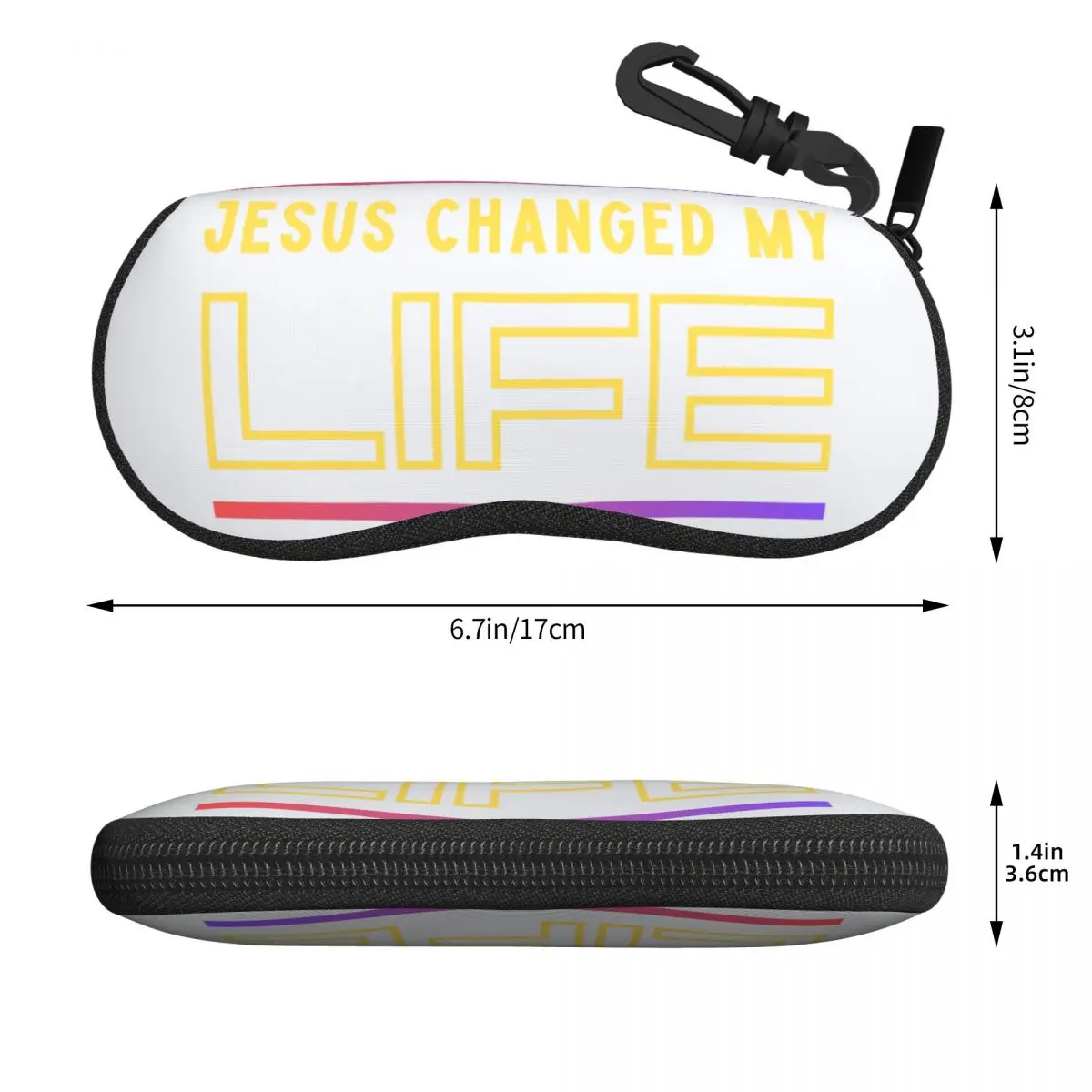 Custom Jesus Changed My Life Sunglasses Soft Case Neoprene Zipper Christian Shell Eyeglass Case Protective Box For Glasses