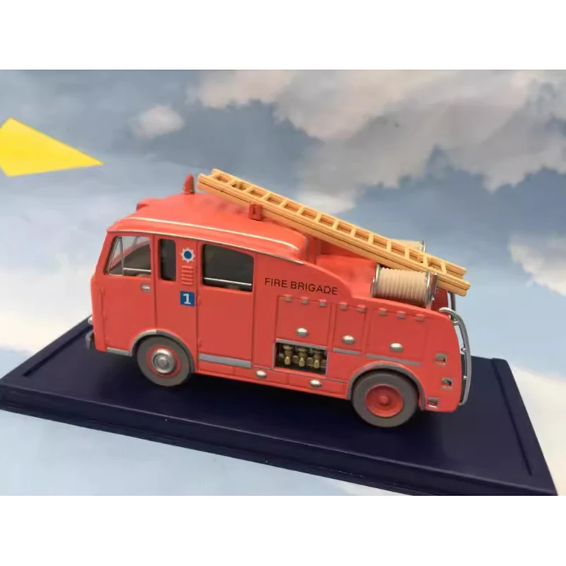 Have Flaws Diecast Alloy 1:43 The Adventures Of Tintin Red British Fire Truck Model -Ladder broken