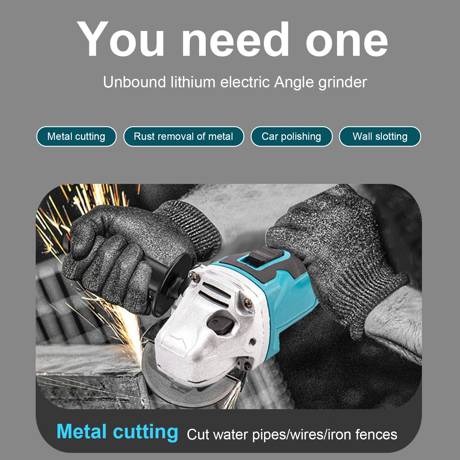 Amoladora angular inalámbrica sin escobillas de 18 V, motor de núcleo de cobre de 800 W y 10000 RPM, 100 mm, compatible con batería Makita, bloqueo de husillo con indicador de fallos inteligente, cubierta de malla extraíble para corte de metal, eliminación de óxido y pulido.