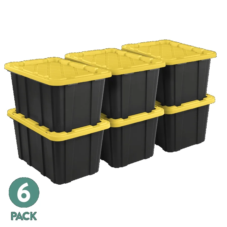 

27 Gallon Durable Plastic Storage Bins with Snap-On Lids - Versatile Large Storage Solution for Organizing Home Garage or Offic
