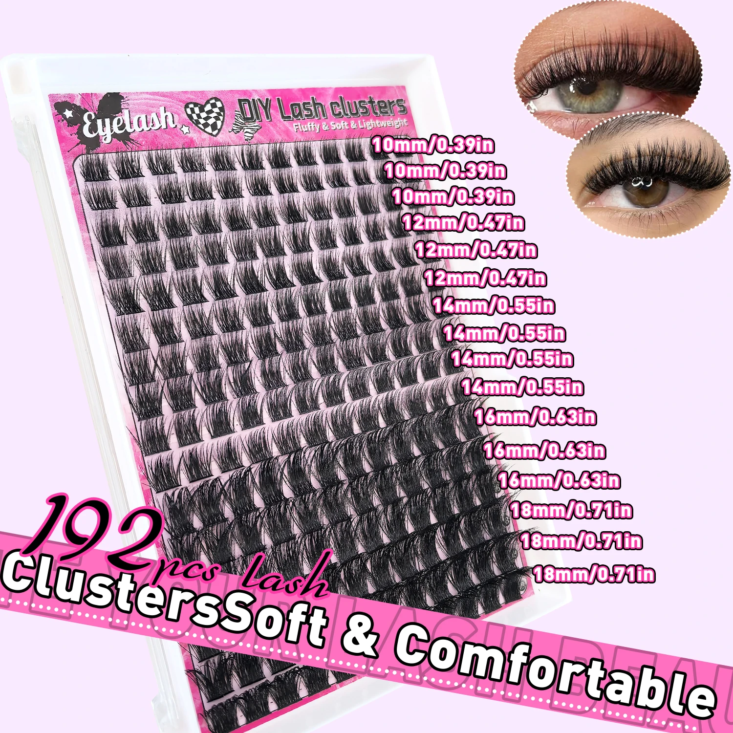 طقم وصلات الرموش الصناعية طقم رموش عنقودية فردية طبيعية يومية، رموش مانغا كثيفة، مجموعات رقيقة وسميكة لصديق المبتدئين