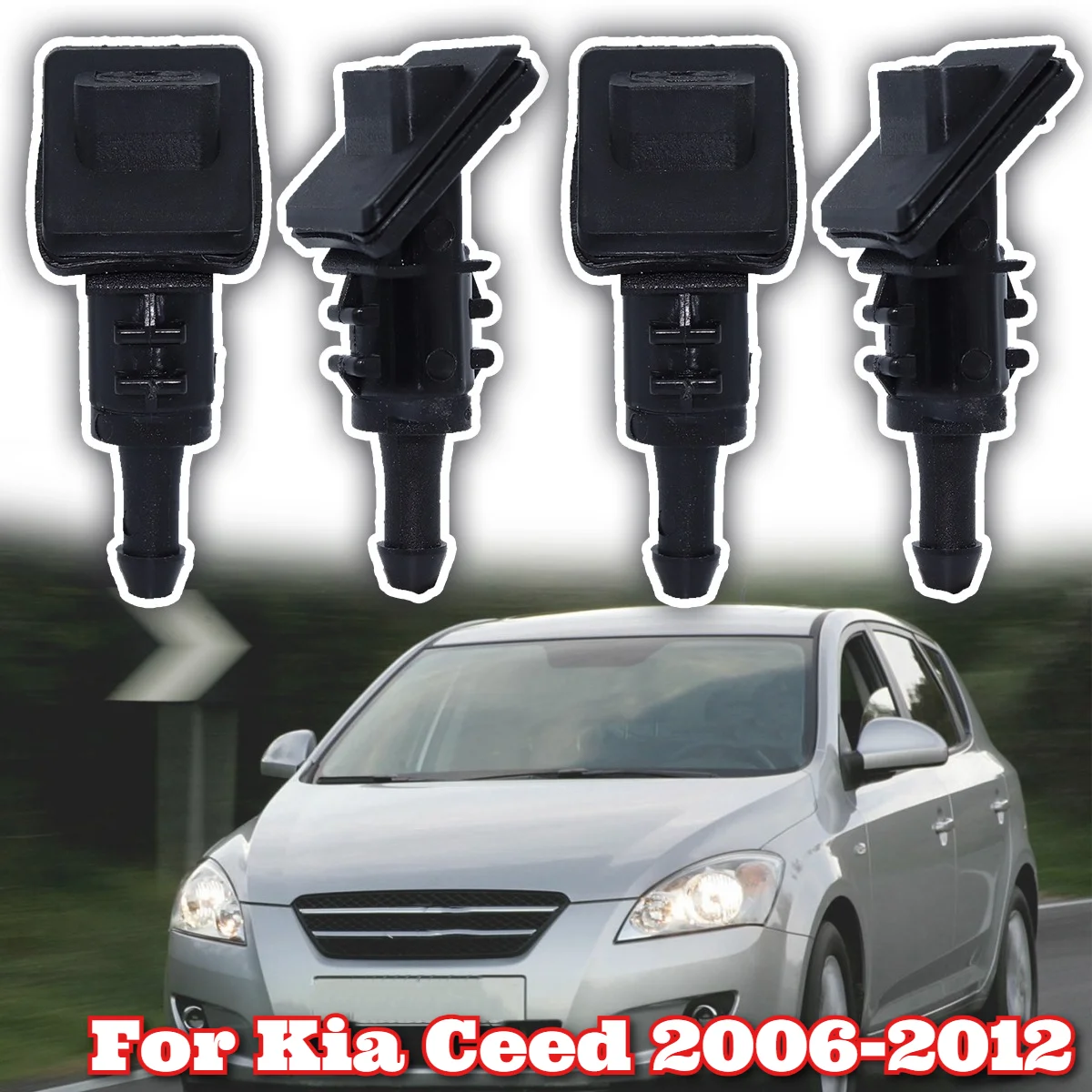 4PCS Front Windshield Windscreen Window Wiper Washer Spray Nozzle Jets Auto Replacement Parts For Kia Ceed 2006 2007 2008-2012