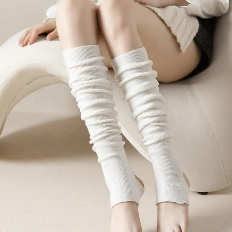 Korean Wool Cashmere Yoga Sock Cover Leg Protection Step On Foot Tiny Vertical Knitted Solid Color Simple Warm Foot Cover