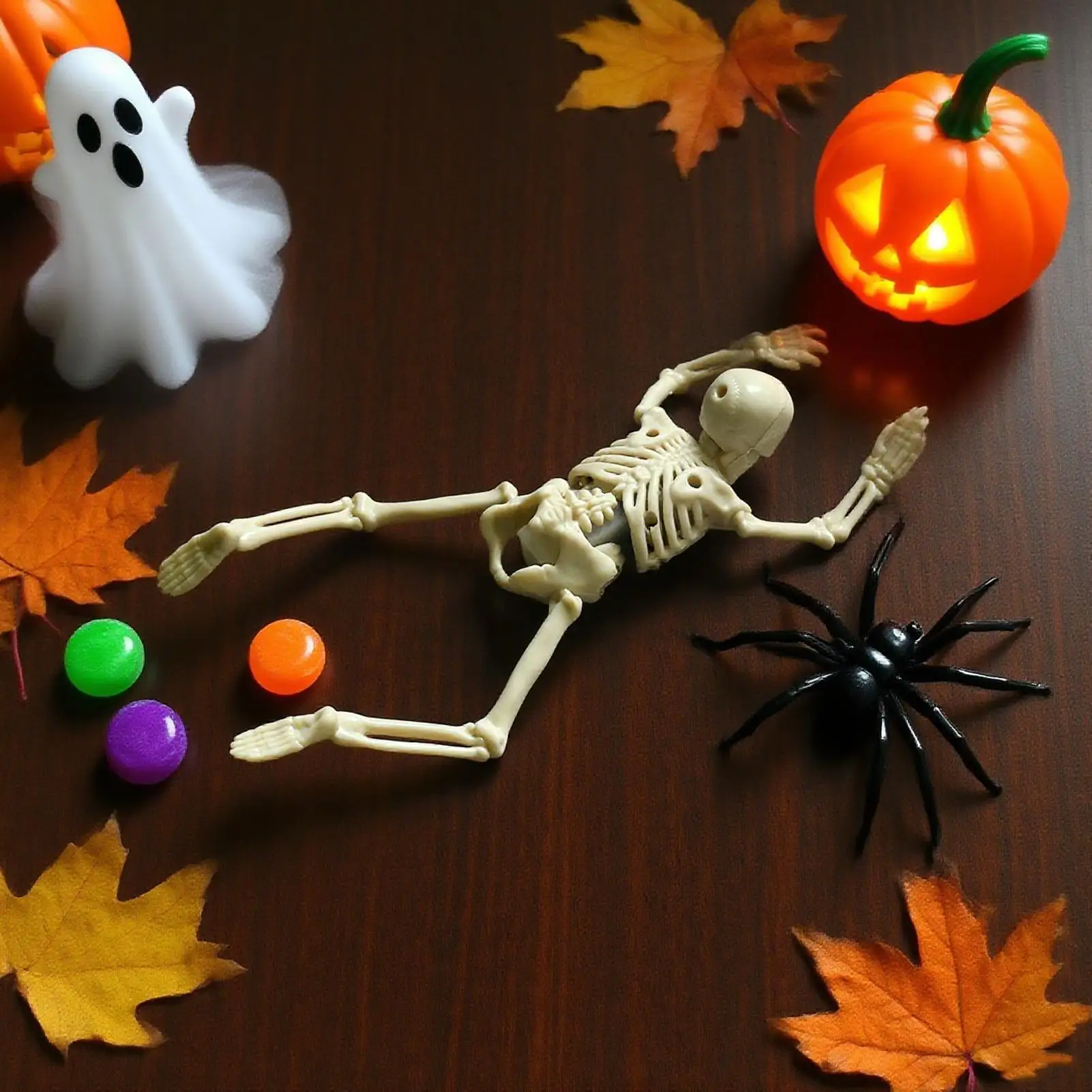 Kids Wind Up Skeleton Toy Halloween Crawling Wind Up Skull Figure Movable Joint Skull Figurines For Home Office Living Room