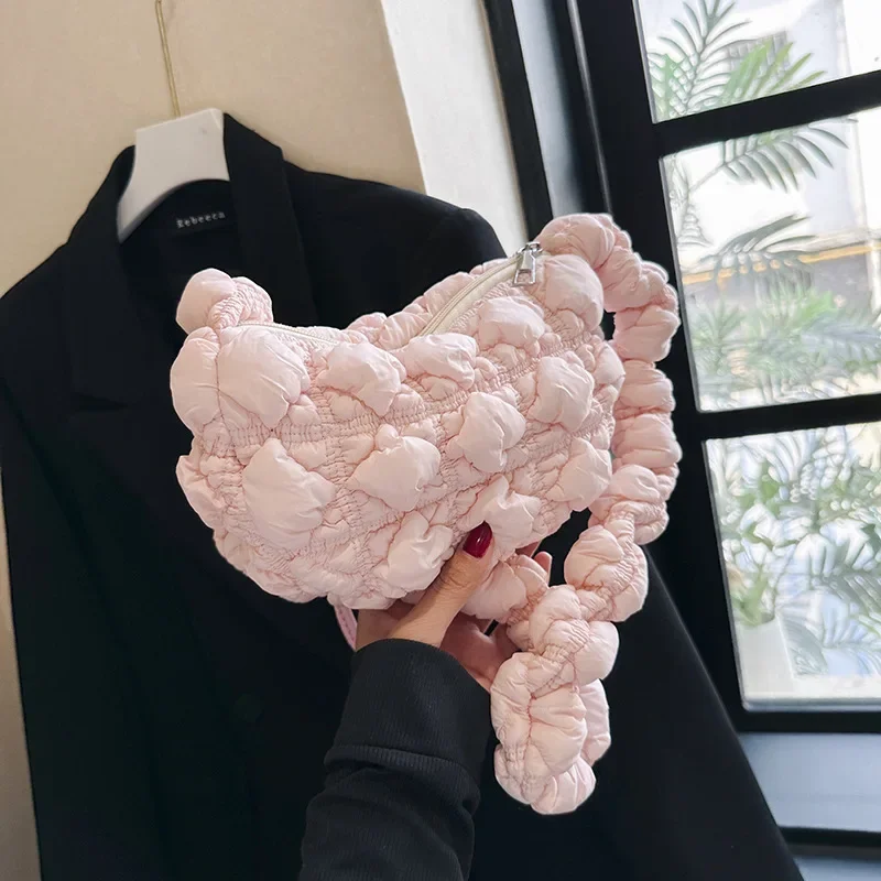 Bolso De mensajero plegable con diseño De nube para Mujer, bolsa De mano versátil, a la moda, De diseñador