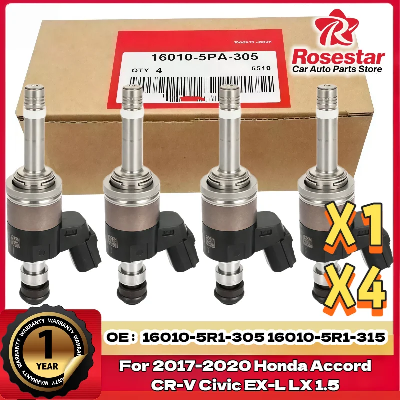 

NEW OEM 16010-5R1-305 16010-5R1-315 Fuel Injector For 2017-2020 Honda Accord CR-V Civic EX-L LX 1.5